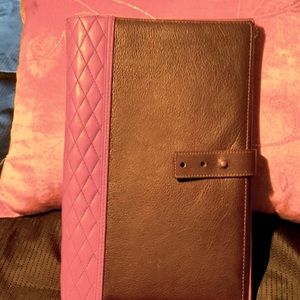 Brookstone Leather Wallet/ Cards and documents holder. Brown and tan